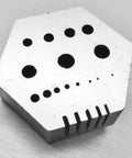 Hexagonal Riveting Anvil Jeweler Bench Block For Drilling And Metal Work, DIYers Friendly Hex Steel Block With Visible Holes and Grooves