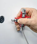 All-In-One Universal Control Cabinet Key With Nine Die-Cast Zinc Profiles unlocking an electrical panel with chain attached