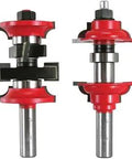 Entry And Interior Door Router Bit System With 1/2 Inch Shank, 1-7/8 Inch Diameter, dual carbide cutters in red casing