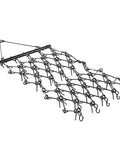 Heavy duty drag harrow with 69 teeth for tractor, ATV, UTV use. 4x4 ft size, chain construction for soil prep and driveway maintenance.