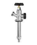 One Piece Frost Free Outdoor Sillcock Featuring Anti Siphon Pex Crimp Connection And 3/4 Inch Hose Bibb, chrome plated valve with handwheel.