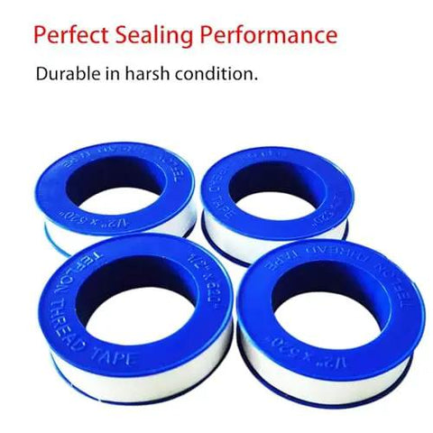 4 Rolls 1/2 Inch Wide PTFE Thread Seal Tape 520 Inches Per Roll Plumbers Tape For Water Pipes And Shower Heads No Leak Seal