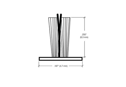 Diagram of 100 Ft Roll Zipper Pile Weatherstrip With 0.250 Inch Pile Height and 0.187 Inch Backing Gray, Heavy Duty Weather Seal