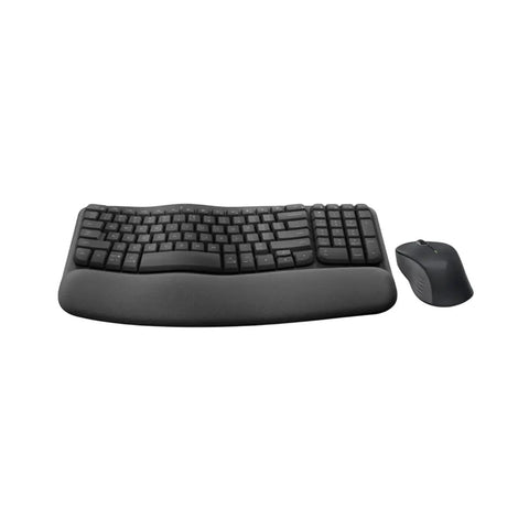 Wireless keyboard with ergonomic design and mouse, part of Thunderbolt 4 Dock With 120 Watt Fast Charging And 4K Video Output Paired With A Rugged Desk Mount Dual Monitor Stand Plus Wireless Keyboard Mouse Combo And Plush Gel Mouse Pad For Your Grind Ready Home Office Stack.