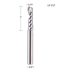SpeTool 1/4 in shank carbide end mill, single-flute O-flute, upcut router bit for CNC milling