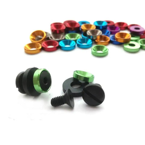 Top Shelf Chicago Screws And Stainless Steel 304 Holster Fasteners With Mixed Color Aluminum Spacers, showing black screws and colorful spacers.