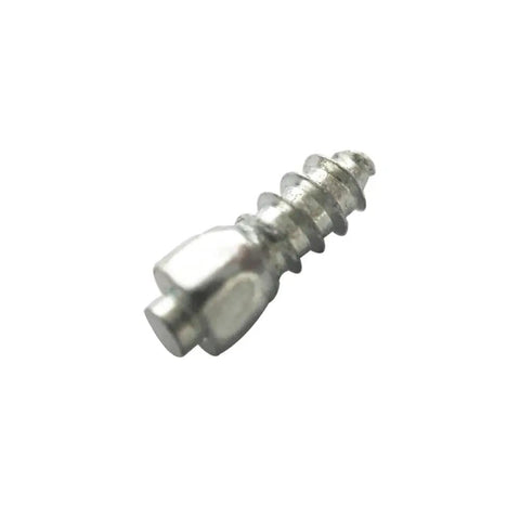 Tough As Nails 12mm Carbide Tire Studs And Snow Spikes Provide Badass Traction On Slippery Winter Pavement. Comes With Fast Setup Gear. Fits Cars Atv Utv Trucks Bikes And Boots. Pack Of Two Hundred. Close-up of a 12mm carbide tire stud with a steel shaft.