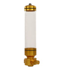 Wall Mounted Coffee Bean Dispenser Keeps Cafe Stash Fresh As Ever. Clear acrylic tube with gold aluminum lid and nozzle.