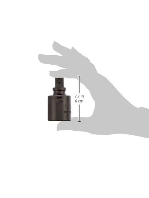 Half Inch Drive Impact Universal Joint for Heavy Duty Fastener Access shown in hand for size reference, 2.7 inches tall.