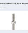 Standard international dental screw rod with greater force capability shown against white background.