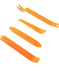 100 Piece Auto Push Retainer Clip Kit For Trim Panels And Body Fasteners, Durable Plastic Clips For Car Interior And Exterior Panel Mounts, Replacement Set For Door, Fender, Bumper And Trim Applications, 4 orange plastic trim removal tools