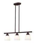 Transitional Three Light Linear Chandelier From Somerville Collection In Bronze Finish With Hand Blown Satin Opal Glass