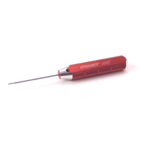 Red Machined Hex Driver.050 Inch Precision Tool DYN2910 with red handle and steel tip lying flat on surface.