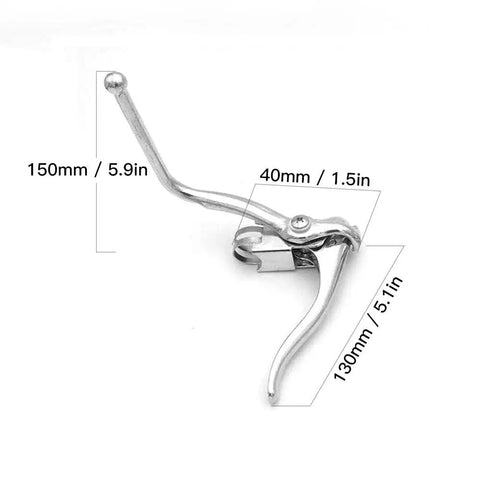 Bombproof Lightweight Aluminum Bicycle Brake Levers Dual Handle Set with dimensions shown, 150mm lever length