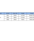 Table showing specifications for Built Like A Tank ER Collet Clamping Nut for Milling Cutters including dimensions and thread types.