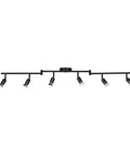 Six Light Foldable Track Lighting Kit With Adjustable Heads And Bendable Arms In Matte Black Finish, Dimmable GU10 Base