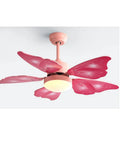 Quiet Ceiling Fan With Built In Light And Remote Control Energy Saving Air Circulator Living Room Bedroom Decor featuring pink butterfly blades.