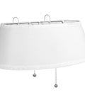 Double Headboard Bed Lamp with cream fabric shade featuring tool-free headboard attachment using rubber hooks.