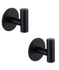Heavy Duty Adhesive 304 Stainless Steel Robe Hooks Two Pack Matte Black Brushed Finish Wall Mount Coat Hangers