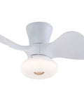 Ceiling Fan with Light 36W Built-in Illumination 6 Speed Settings Color in white finish with three blades and round light fixture.