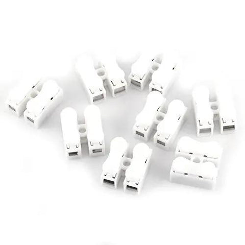 Heavy Duty 100 Piece Two Pin Push Wire Terminal Block Kit 10A 220V White Spring Clamp Quick Wire Connector with Flame Retardant Plastic