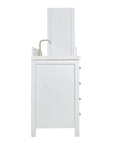 Top Notch 68 Inch Bathroom Vanity Set Packs 48 Inch Single Sink Base And 20 Inch Linen Cabinet side view showing solid wood and quartz top.
