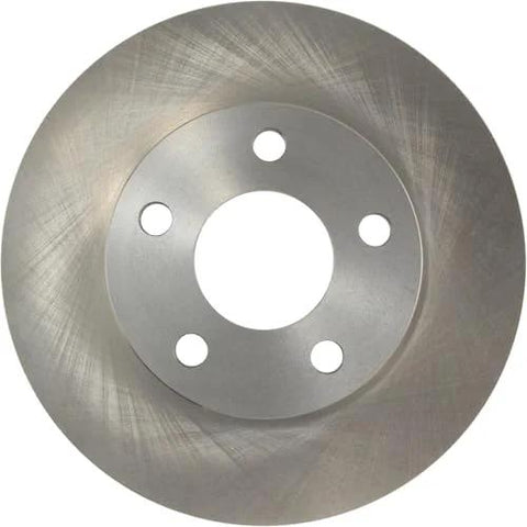 Front brake rotor disc with five lug holes and central mounting hub
