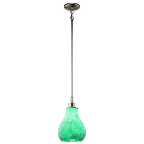 Crystal Ball 12.75 Inch 1 Light Mini Pendant With Blue Mosaic Glass In Brushed Nickel Finish Perfect For Kitchen Islands Over Sinks And Dining Areas Ambient Transitional Style Lighting