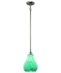Crystal Ball 12.75 Inch 1 Light Mini Pendant with Blue Mosaic Glass in Brushed Nickel Finish hanging on white background