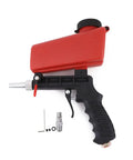 One Quarter Inch Air Sandblasting Gun Portable Handheld Sandblaster With 90 PSI Pneumatic Power, red body with accessories