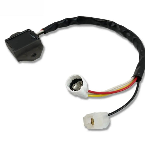 Voltage Rectifier And Regulator Kit For WR250F 2007-2013 Ride-Ready Power Regulator with connectors, black casing, durable wiring.