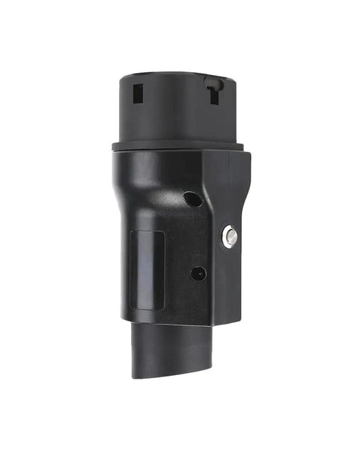 High Performance GBT Socket To Type 1 Plug Adapter For EV Chargers, black heavy duty connector, side view, durable design.