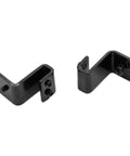 Sliding Barn Door Hardware Track Kit With Soft Close Damper 2 Pack brackets, black metal, side view, part of installation kit
