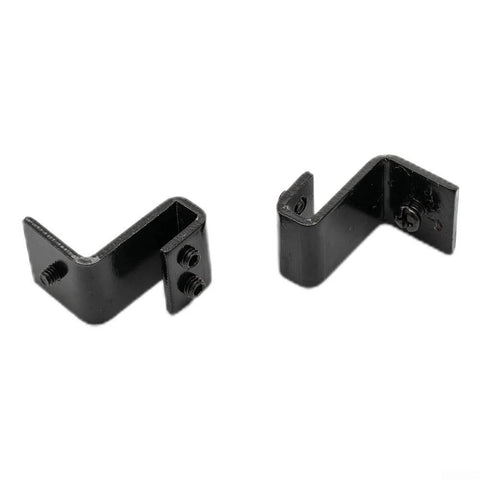 Sliding Barn Door Hardware Track Kit With Soft Close Damper 2 Pack brackets, black metal, side view, part of installation kit