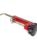 Adjustable Woodworking G Clamp For Fence Builds And Garage Projects, Heavy Duty Aluminum Alloy Press Block With Smooth Action Jaw, durable red coating, close-up view.