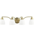 Somerville 4-Light Bath Light In Brushed Nickel, Classic Traditional Style, Solid Steel Build with satin glass shades, front view