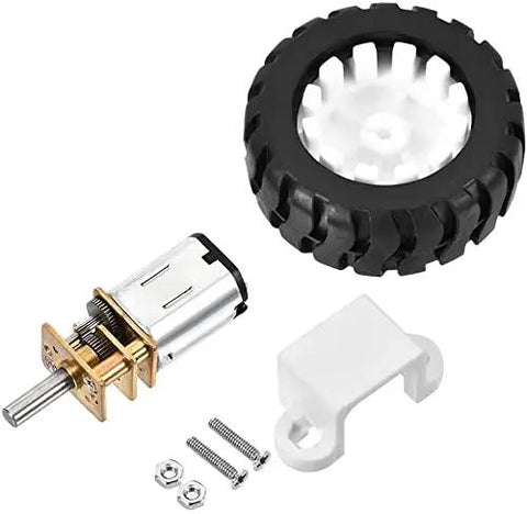 12V 550RPM Miniature Gear DC Motor With Plastic Wheel And Fixed Frame, 3mm Shaft, 10mm Length, Perfect DIY Robotics Upgrade
