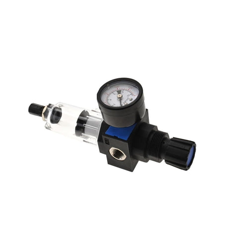 Semi Auto Drain FRL Unit With Pressure Gauge For Industrial Air Lines 1 Quarter Inch NPT 68.5 SCFM 145 PSI Polycarbonate Bowl Filter