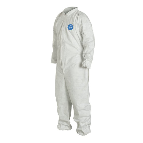 Disposable Protective Coverall With Elastic Wrists And Ankles White 2X Large Bulk 25 Pack Comfy Fit Work Suit for Hazmat