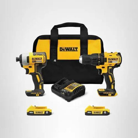 20V Max Cordless Drill And Impact Driver Combo Kit With Brushless Motors Compact 7.6 Inch Design Ergonomic Grip Includes 2 Batteries Charger And Bag
