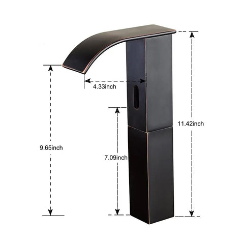 Touchless Matte Black Bathroom Sink Faucet With Sensor Hands Free Waterfall Flow Temperature Mixer Control Box Included Vanity Faucet For Modern Hygiene dimensions