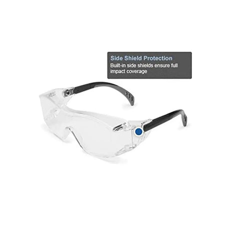 Top Shelf Otag Protective Safety Glasses With Sleek Gray Polycarbonate Lenses And Easy Slide Black Temples Engineered To Fit Over Prescription Frames Scratch Resistant Impact Proof Bulk Carton Of Ten Pairs dependable gear with clear lenses and side shields.