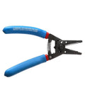 Built Tough Heavy Duty Wire Cutter And Stripper For 20 To 30 AWG Solid And 22 To 32 AWG Stranded Wire lying open with blue grips.