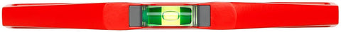 Top view of Aluminum Die Cast Magnetic Torpedo Level 10 Inch Red With Break Resistant Acrylic Block 60 Percent Magnified Focus Vials