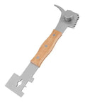 All-In-One Beekeeping Steel Hive Tool With Wooden Handle, showing scraper and J hook design for efficient beekeeping