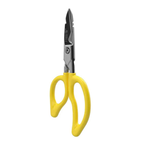 Electrician Scissors For Pros 6.75 Inch Heavy Duty Snips With Serrated Blades Non Slip Teeth Cable Cutting Notch Deburr Notch Wire Stripper