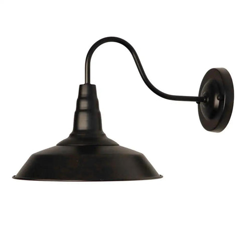 Side view of black gooseneck barn light fixture, Gooseneck Barn Lights Indoor Black Farmhouse Wall Sconces 2 Pack Rustic Industrial Wall Mount Lighting