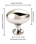 10 Pack Polished Nickel Oval Cabinet Knobs 35 Mm Zinc Drawer Knobs, detailed view with dimensions labeled, ideal for kitchen cabinets