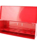 Heavy Duty Red Fire Sprinkler Spare Head Storage Box Holds Twelve 1 2 And 3 4 Inch Heads Features flip top lid open view