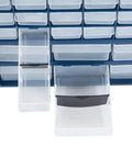 Close-up of Durable 42 Compartment Plastic Storage Drawer Organizer with clear see-through drawers for small parts organization